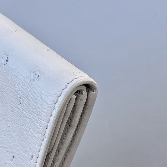 Prada White Ostrich Leather Compact Wallet With Box And Card - Picture 8 of 16